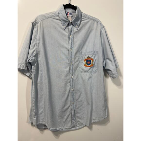 UF College Sportswear Cliff Eagle Button Up Short Sleeve Logo Patch Men's Large - Picture 6 of 11